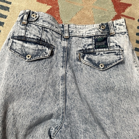 Vintage 80's Bugle Boy Cargo Jeans Denim Acid Stone Wash Jeans Size 30 - Picture 3 of 12